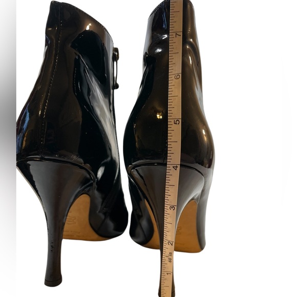 VIA SPIGA Black Patent Leather High Heel Ankle Boots Zip Stiletto - Size 39 - Picture 9 of 13